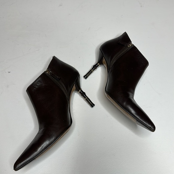 Gucci Brown Leather Bamboo Heel Ankle Boot 7 1/2 - Picture 3 of 16